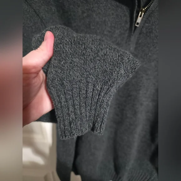 Oscar de la Renta Men's XXL Tight-Knit Pullover Sweater 1/4 Zip Mock Neck Gray - Picture 5 of 9